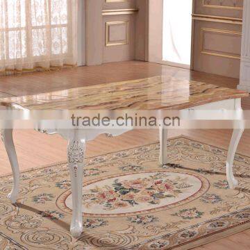 Design wooden marbel top long dining table