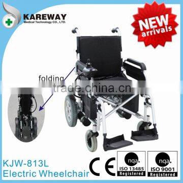 Lead-acid battery portable folding transport wheelchair with 12" PU tyre