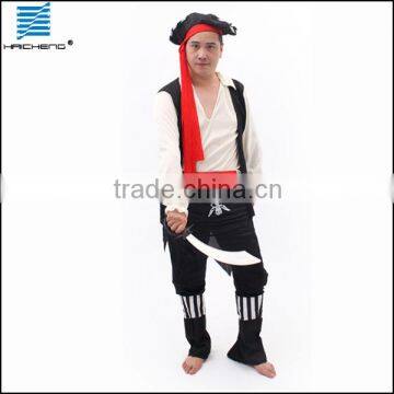 Halloween adult cosplay caribbean costume with pirate hat