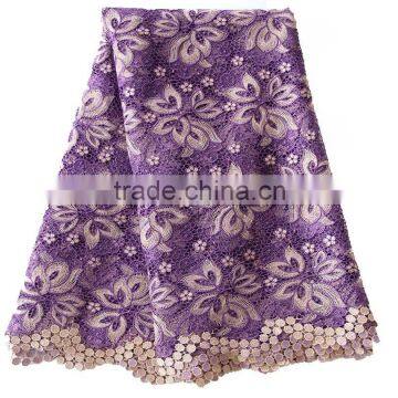 Most elegant special design guipure lace fabric / polyester lace / polyester cuopion lace for party dress