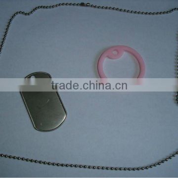 Military Dog Tag Set Supplie,1Set=1pc 3.8CM Pink Silicon Rubber+1pc Dog Tag+1pc S/S Long Ball Chain