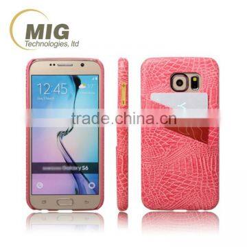 For samsung S6 PU leather crocodile pattern card slot Cell phone case