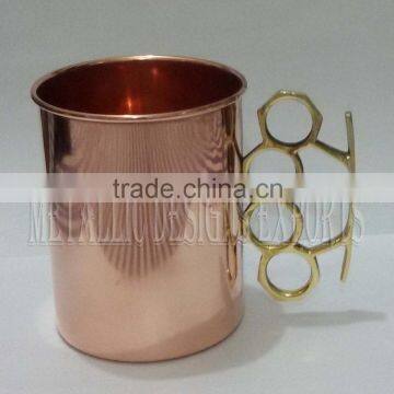 Copper Moscow Mule Mug with a "Brass Knuckle" style handle