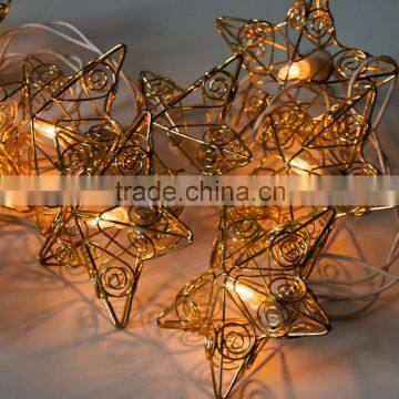 Unique Brass Wire Star String Outdoor Light Chain