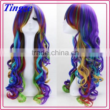 Fashion rainbow curly wig, hot selling cosplay wig