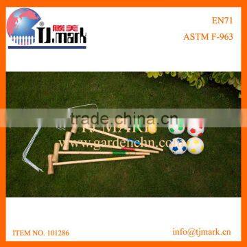 2 IN 1 WOODEN CROQUET AND FOOTBALL CROQUET GARDEN GAME