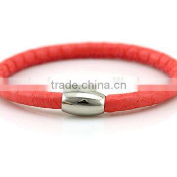 Teen Snake Leather Bracelet in Different Colors with Stainless Steel Magnetic Clasp