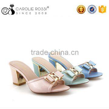 china market shoes sandals no lace bow-knot lady slipper high heel metal women slipper