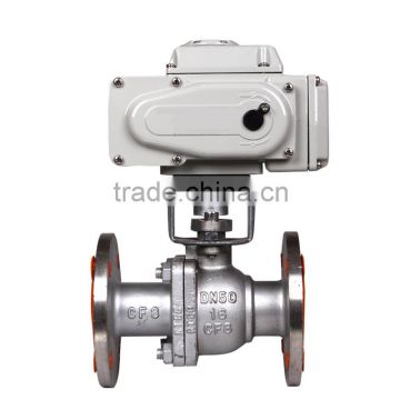 2 way electric actuator ball valve 2 inches stainless steel RF150 flange ends AC24V