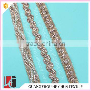 HC4828-1 Hechun Rose Gold Colored Fashion Crystal Rhinestone Trim for Evening Dress