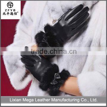 Hot China Products Wholesale Rabbit fur Leather Gloves