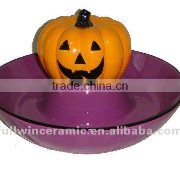 Ceramic halloween pumkin plate