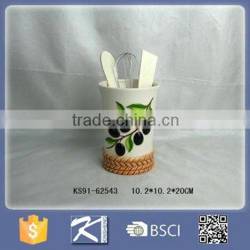 Kinsheng New Product Olive Ceramic Spoon and Ffork Storage Holder photo-2