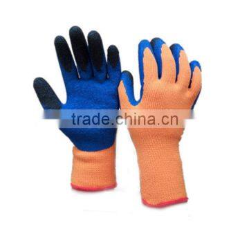 10Gauge Crinkle Latex Coated Gloves with Double Latex Coated on Figertips for Construction Work