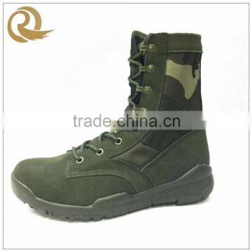 High quality army man leather lightweight green military boots