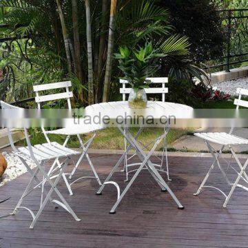 Iron garden furniture, polywood steel cafe folding table and chair, outdoor set with 5 pieces