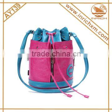 Korean Fashion Candy Color Drawstring Backpack Bucket Bag photo-2