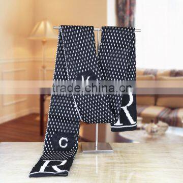 custom new men's fashion woolen yarn male initial letter scarf