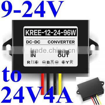 dc dc power converters 12v 15v step up to 24v 4A 96W waterproof for vechicle,led,truck,etc