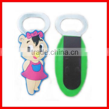 Fashionable soft pvc open beer bottle with fridge magnet