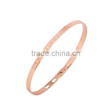 Memories Bangles With Customize Design Word 'THINK POSITIVE' With 4mm/7mm Width