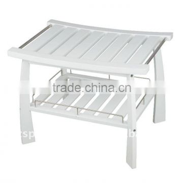 Bathroom Rubber Wood Waterproof Sanitary Table with Moistureproof Rack Shelf and Stainless Steel Wire Handle for Sanitary Ware