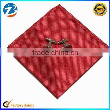 Hot-Sale Classical Men Polyester Handkerchief and Cuff-Link Set