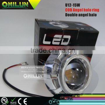 12V 15W Double Angel Eyes Motorcycle Led Projector Lens Headlight photo-2