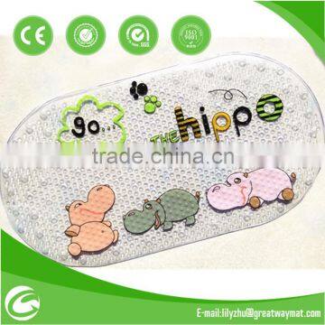 Transparent pvcanti-slip toilet mat with suction cup