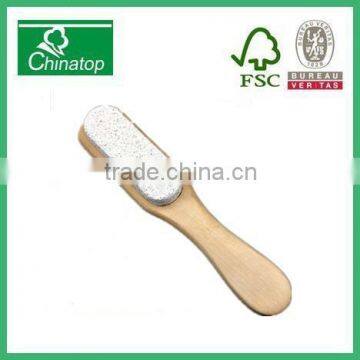 Wood Foot File Handle Pumice Stone Brush Foot Scrubber Exfoliator WJ030