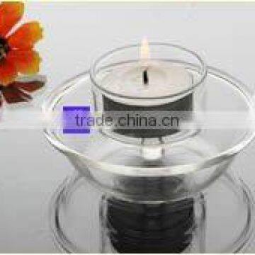 hot sale modern glass candle holder with plate for aromtheray