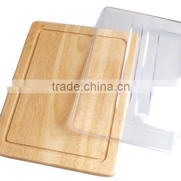 Rectangle wooden cake plate with lid, cheese serving set AC003