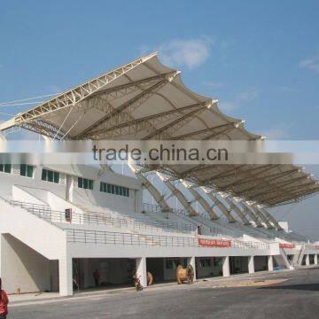 PVC tensile fabric architecture or membrane structure for stadium stand covering and swimming pool canopy