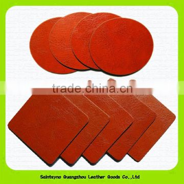 15011 Classy design and practicable red leather coaster