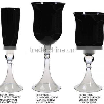 180ml black wine glass with clear stem