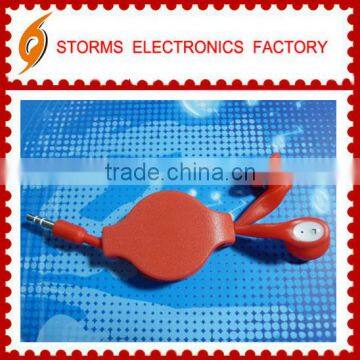 Red headphone&earphone with retractable cable for iphone China wholesale