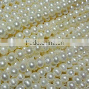 6-6.5mm round white freshwater pearl loose strand beads for sale