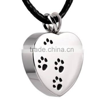 SRP8004 Stainless Steel Paw Print Pet Cremation Jewelry Ash Urn Pendant