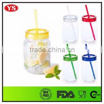 AS Plastic Type 25 oz Single Wall Plastic Mason Jar Cup With Straw and Lid photo-4