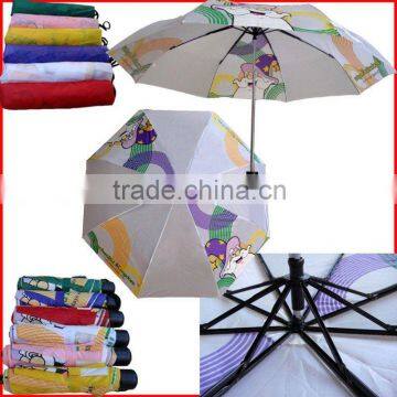 white windproof promotional 3 folding mini umbrella