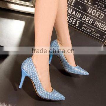 2015 New Design Fish-pattern Genuine Leather High Heel Pump Dress Shoes CP5860