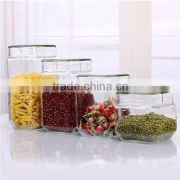 Square Airtight Transparent Glass Jars With Direct Glass Lids photo-4