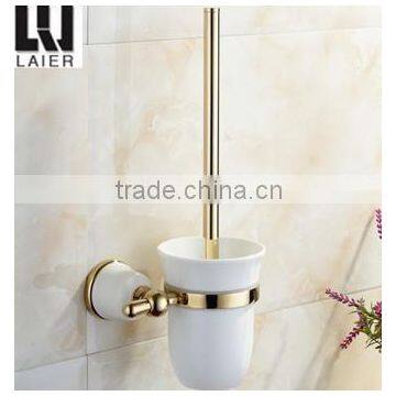 2015 new design gold ceramic bathroom accessories set toilet brush 11650