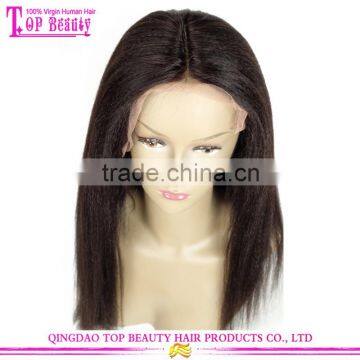 Natural Color Wig Brazilian Virgin 100 Human Hair Yaki Straight With Bleached Knots Yaki Middle Part Lace Front Wig photo-5