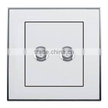 pure white with silver ring double TV socket outlet