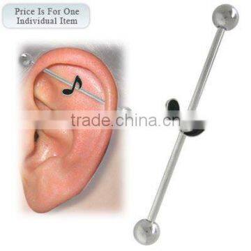 Black Music Note Surgical Steel Industrial Barbell