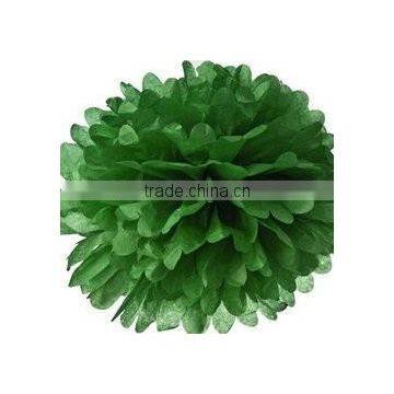 Christmas Party Supplies Decorations Green Tissue Paper Pom Poms 10", 15", 20"