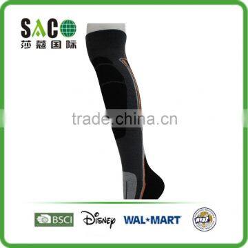 Fashion Custom Orange Line Pattern Black Knee High Cotton Sports Socks