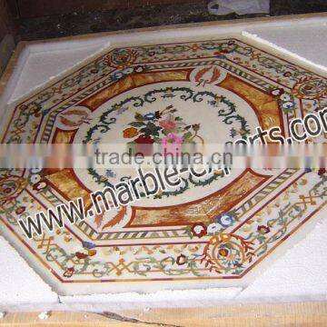 Octagon Handmade marble inlay table top, piere dure table top