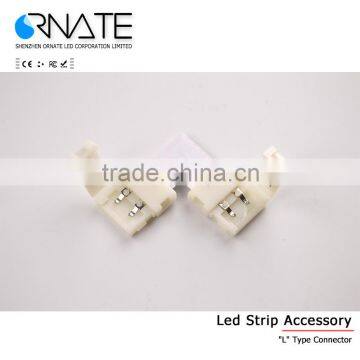 High Quality 8mm 2 Pin L Shape Adapters Single Color 3528 LED Strip Corner For Cross Connectors No Soldering